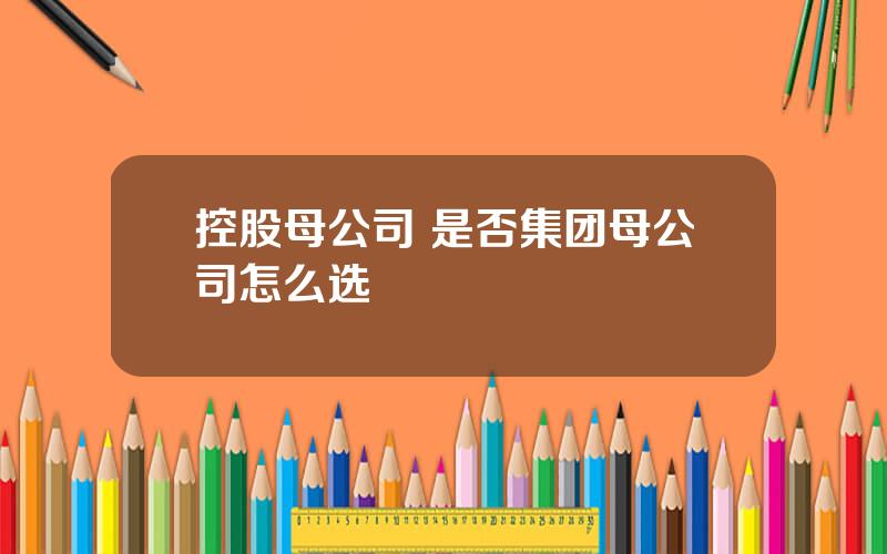 控股母公司 是否集团母公司怎么选